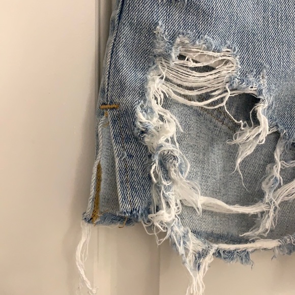 ASOS Side Split Distressed Denim Mom Jean Shorts - Picture 8 of 16